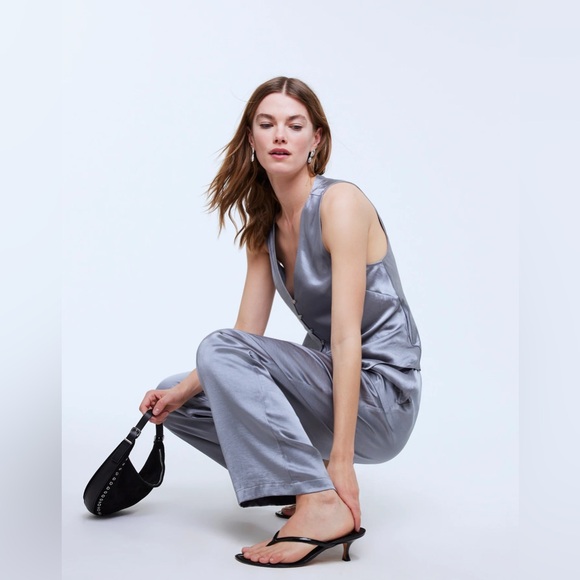 Madewell Tops - Madewell Dusk Grey Satin Vest Top Matching Set Sizes 12 and L